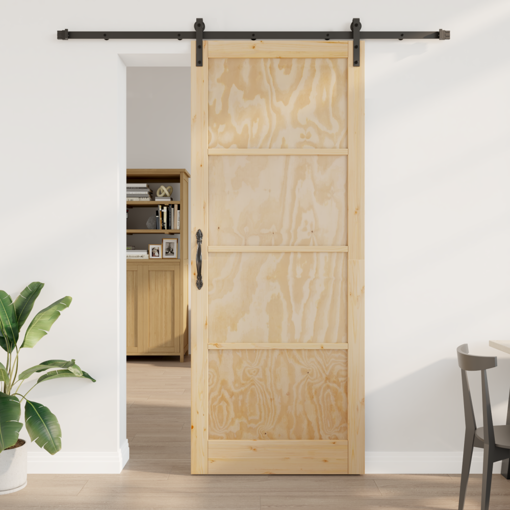 vidaXL Skjutdörr med beslagset 93x232 cm Massivt trä Furu