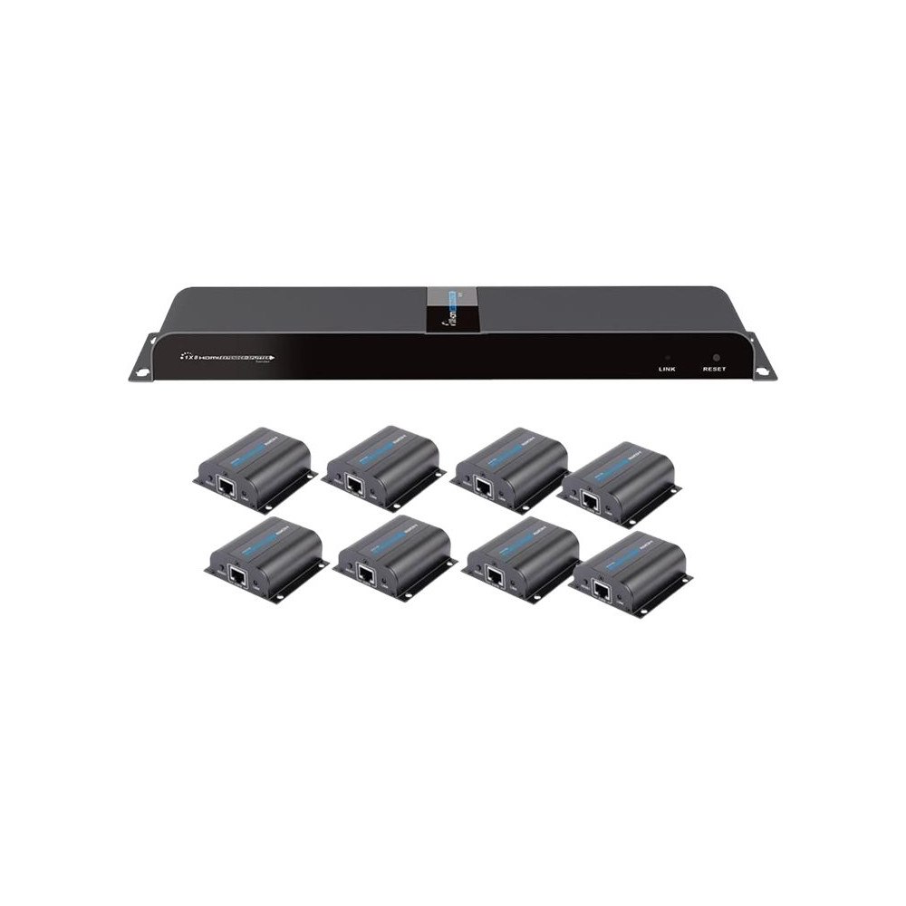 TECHLY TECHly HDMI 1x8 Extender Splitter over CAT6/6a/7 50m with IR pass-back - transmitter + 8 receivers - video/ljud/infraröd...