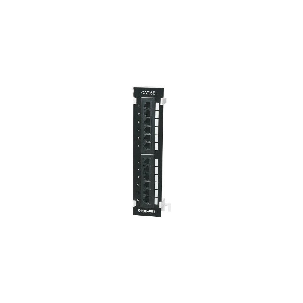 intellinet Intellinet Patch Panel, Cat5e, Wall-mount, UTP, 12-Port, Black - patch-panel