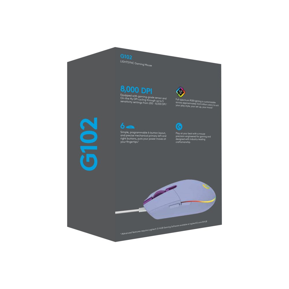 Logitech Logitech Gaming Mouse G102 LIGHTSYNC - mus - USB - lila