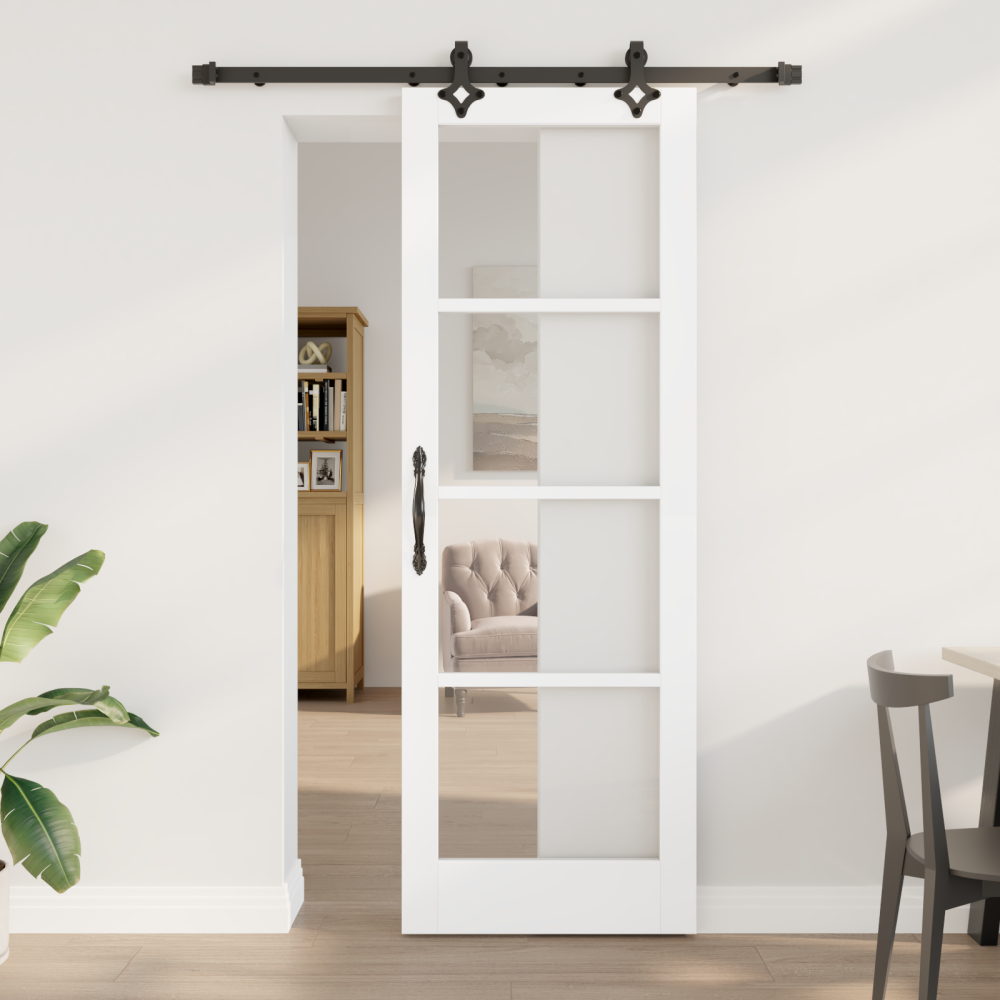 vidaXL Skjutdörr med Hårdvarusats Vit 73.5x211 cm Massivt Trä Furu