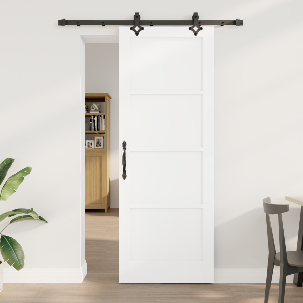 vidaXL Skjutdörr med Hardware Set "ORKDAL" Vit Massiv Träddörr i Furu