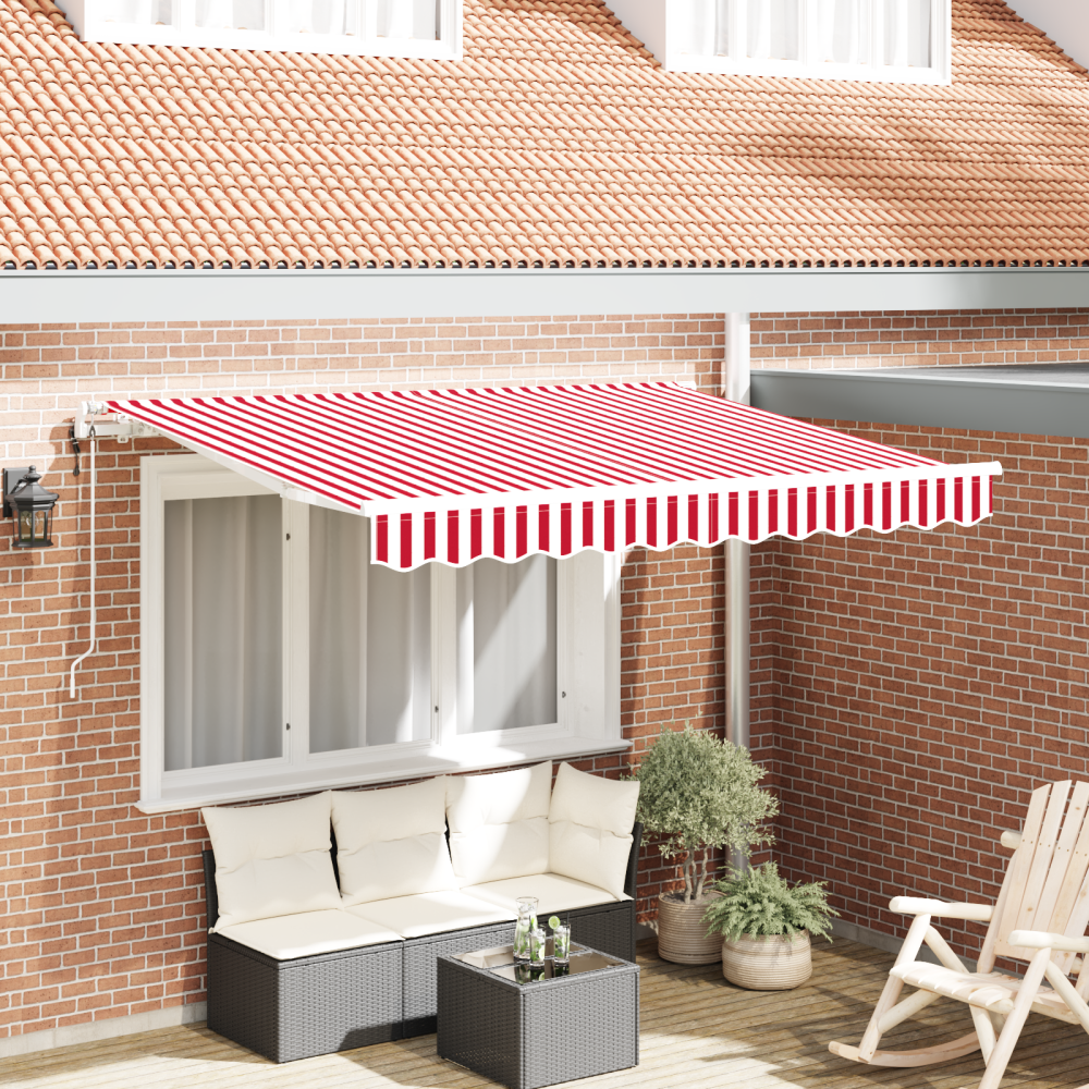 vidaXL Automatisk Utdragbar Markis Röd och Vit 350x200 cm