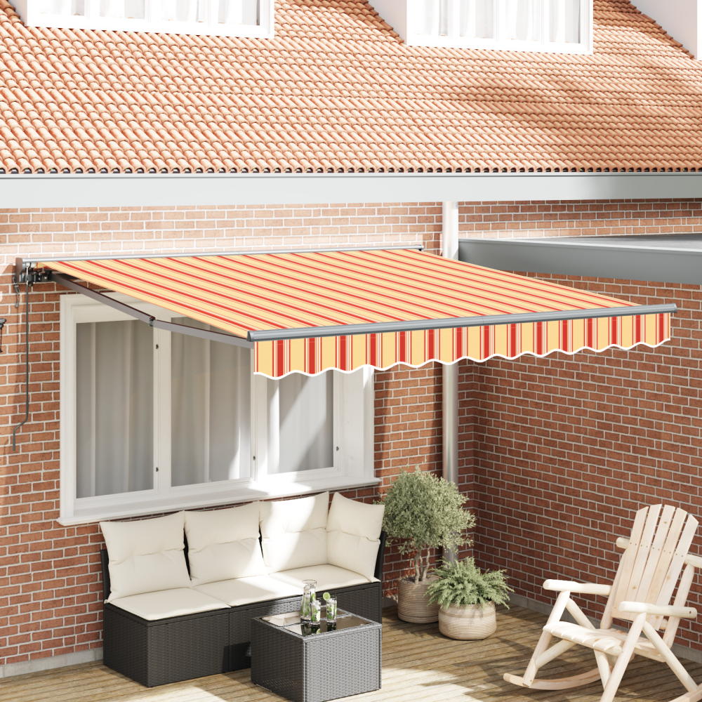 vidaXL Automatisk Utrullningsmarkis i gult och orange, 300 x 250 cm