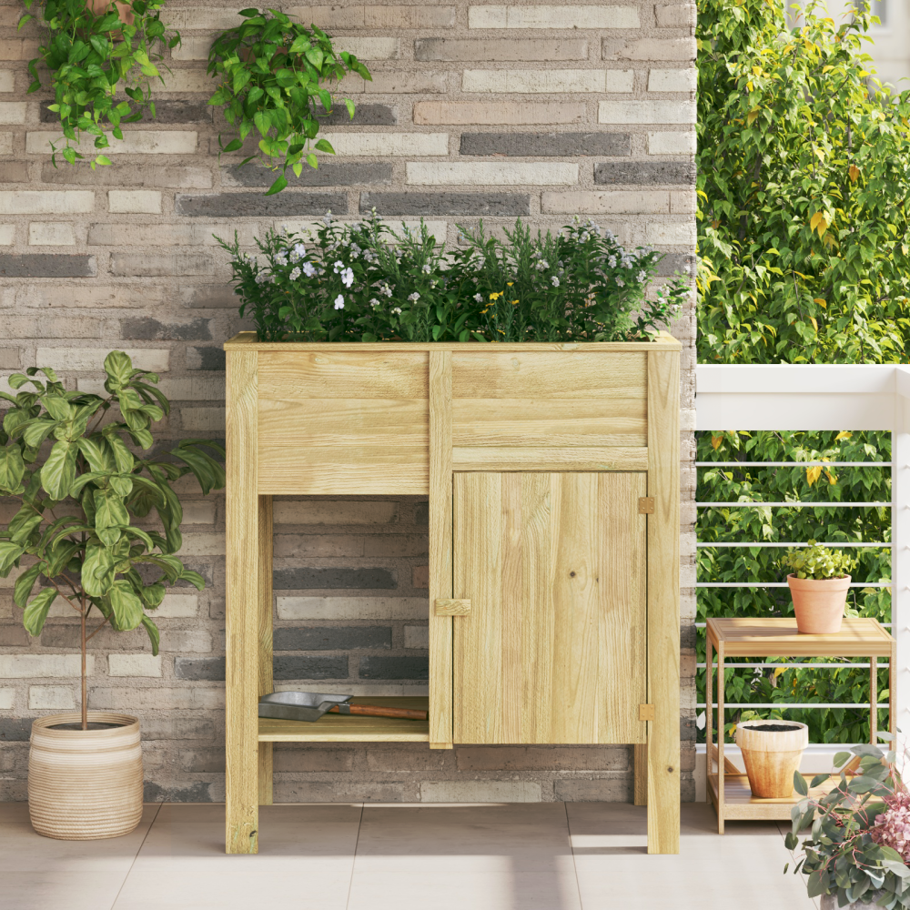 vidaXL Trädgårdslyft med Förvaring 85x46x96 cm Behandlat Trä Gren