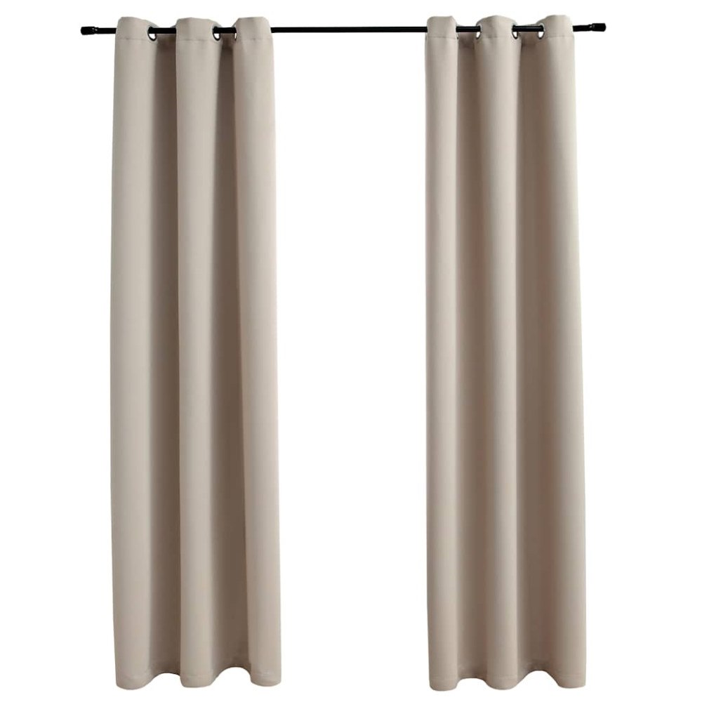 vidaXL Mörkläggningsgardiner med ringar 2 st beige 97x160 cm tyg