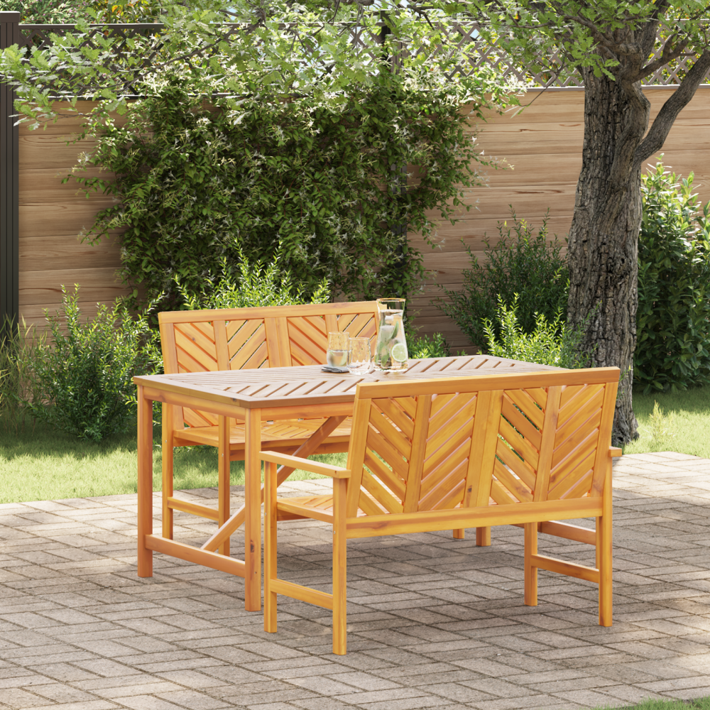 vidaXL Trädgårdsmöbelset 3 pcs Brun 150 x 90 x 74 cm massivt akacia