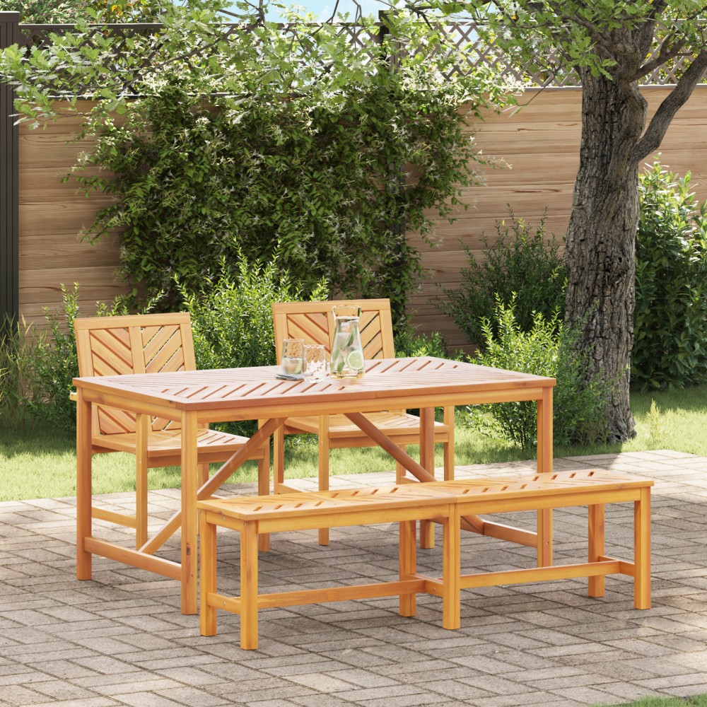 vidaXL Trädgårdsmöbelset 4 pcs Brun 150 x 90 x 74 cm massivt akacia