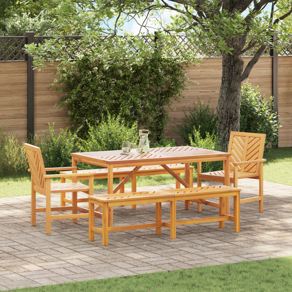 vidaXL Trädgårdsmöbelset 5 pcs Brun 150 x 90 x 74 cm massivt akacia