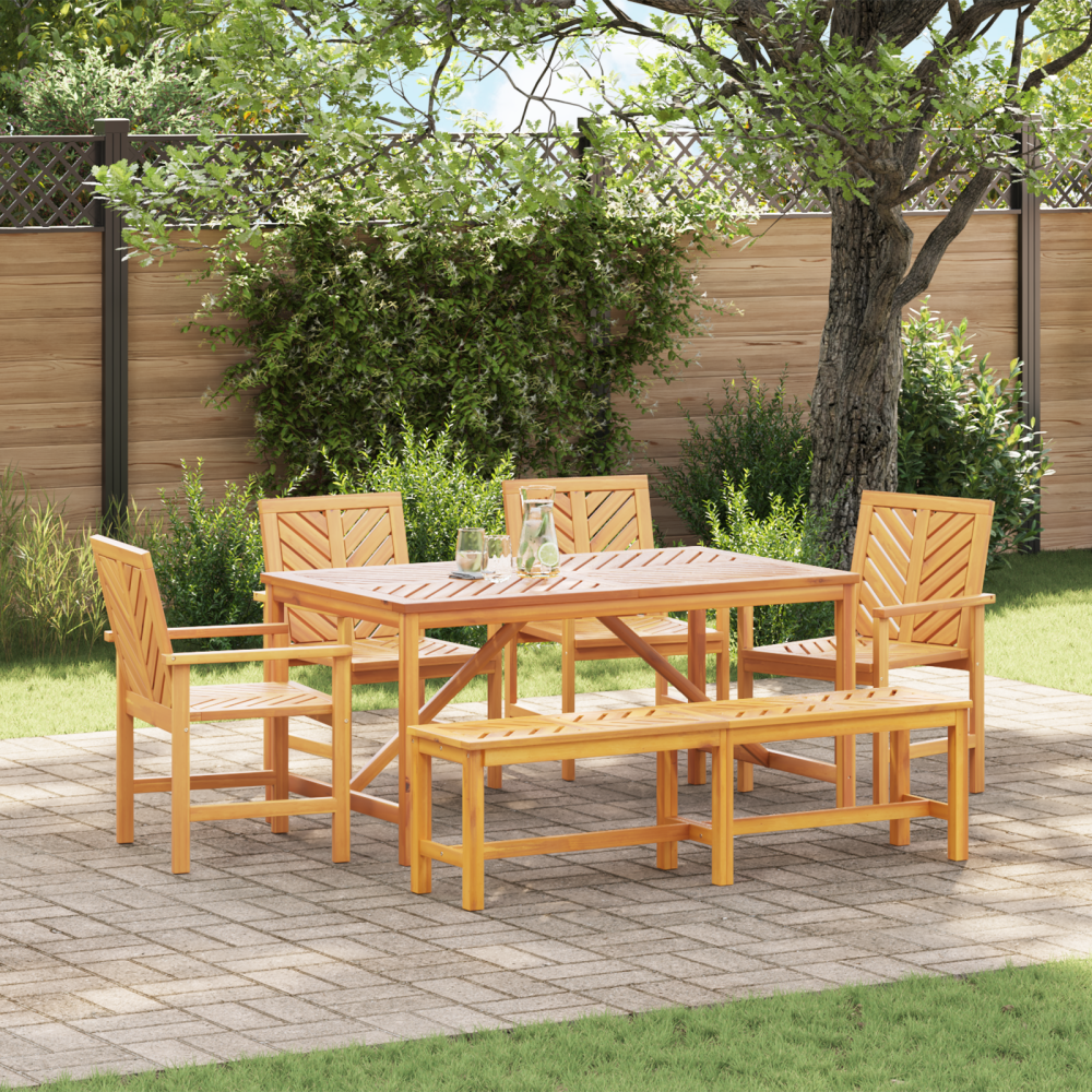 vidaXL Trädgårdsmöbelset 6 pcs Brun 150 x 90 x 74 cm massivt akacia