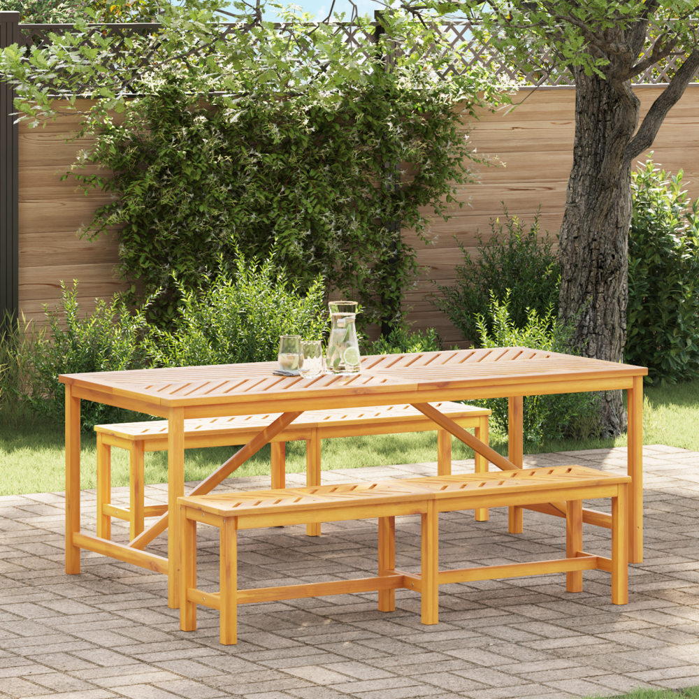 vidaXL Trädgårdsmöbelset 7 pcs Brun Massivt Akaciaträ