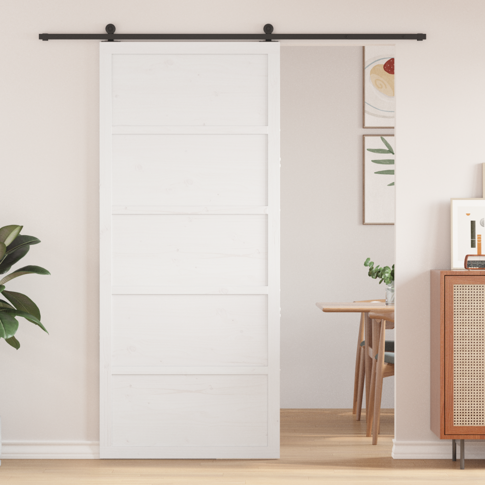 vidaXL ladugårdsdörr vit 100x208 cm solid trä furu