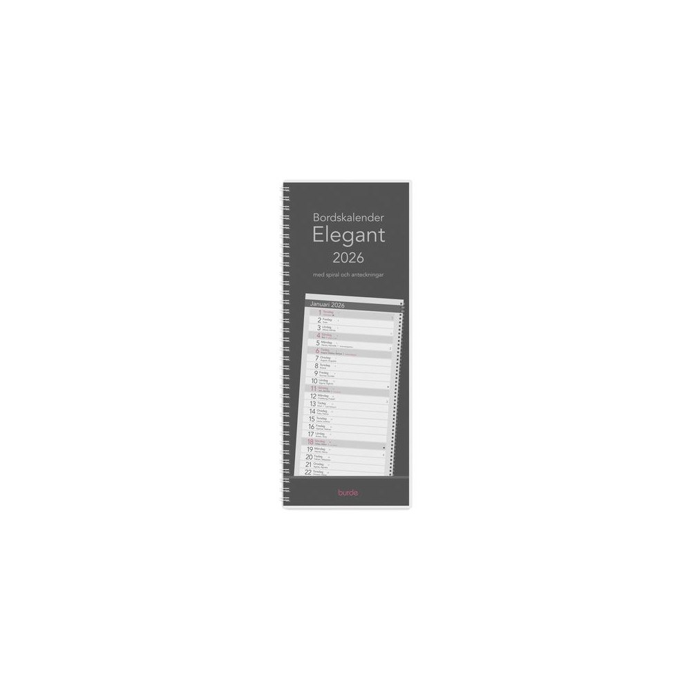 Burde Bordskalender Elegant 2026 spiral