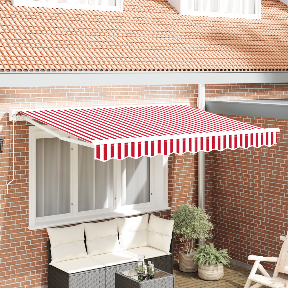 vidaXL Utfällbar markis Röd och Vit 350x200 cm tyg