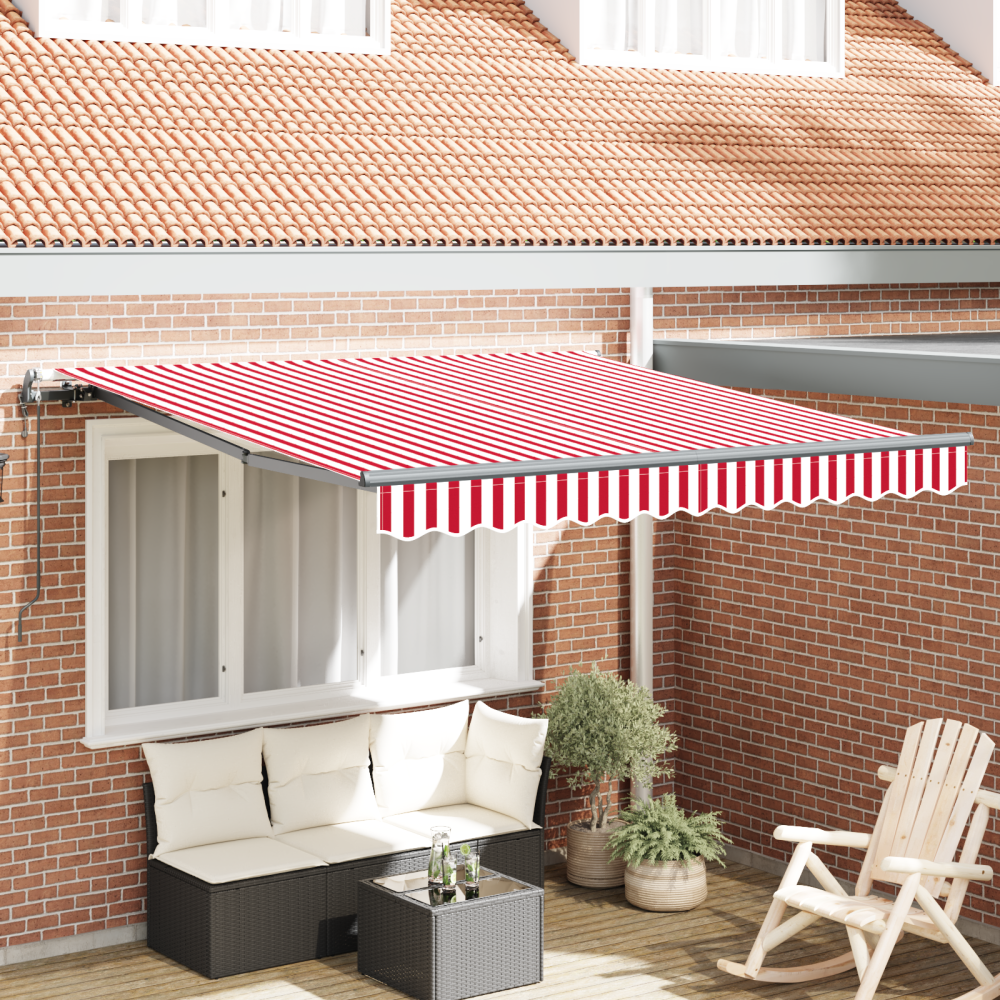 vidaXL Utfällbar markis Röd och vit 300 x 250 cm tyg