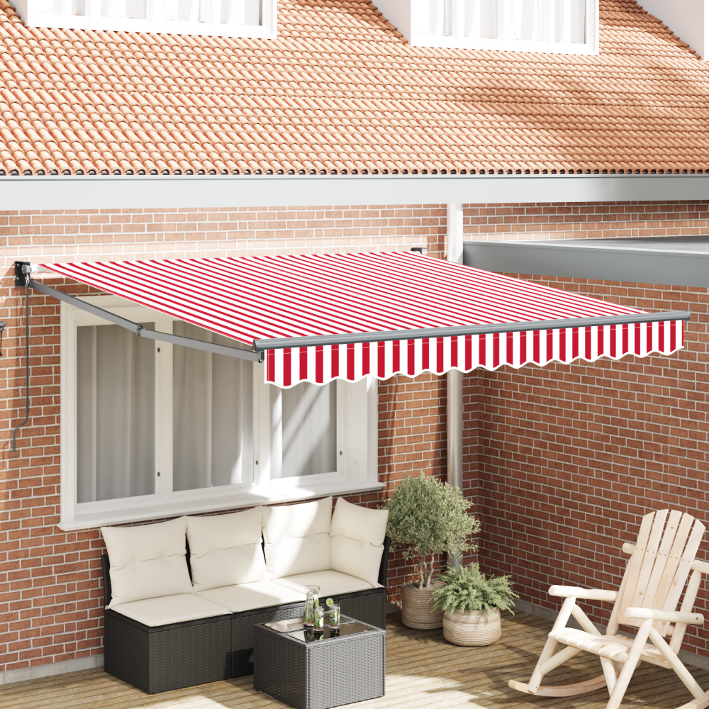 vidaXL Utfällbar markis Utdragbara Röd och vit randig 300 x 250 cm