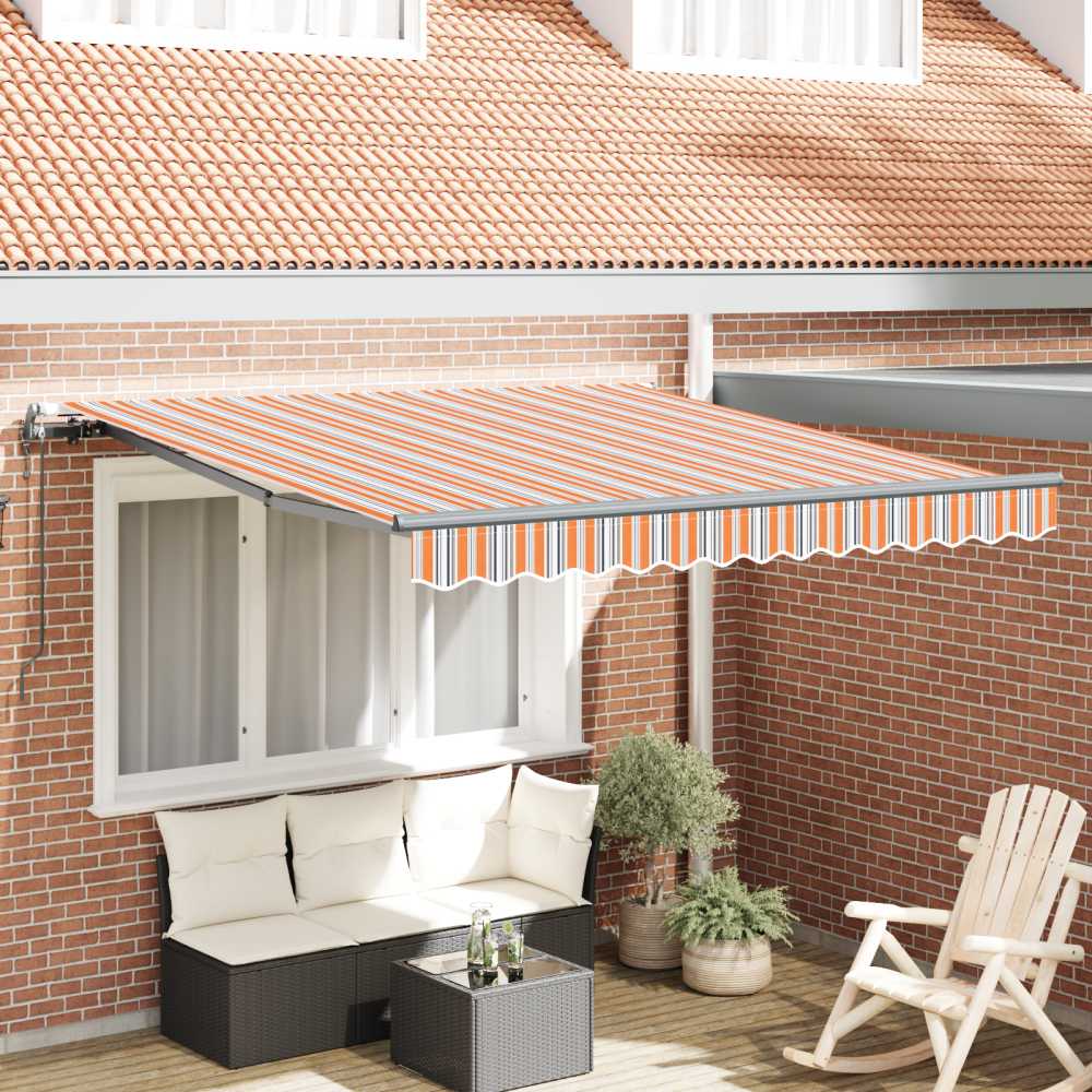 vidaXL Utfällbar markis Flerfärgsdesign 300 x 250 cm tyg