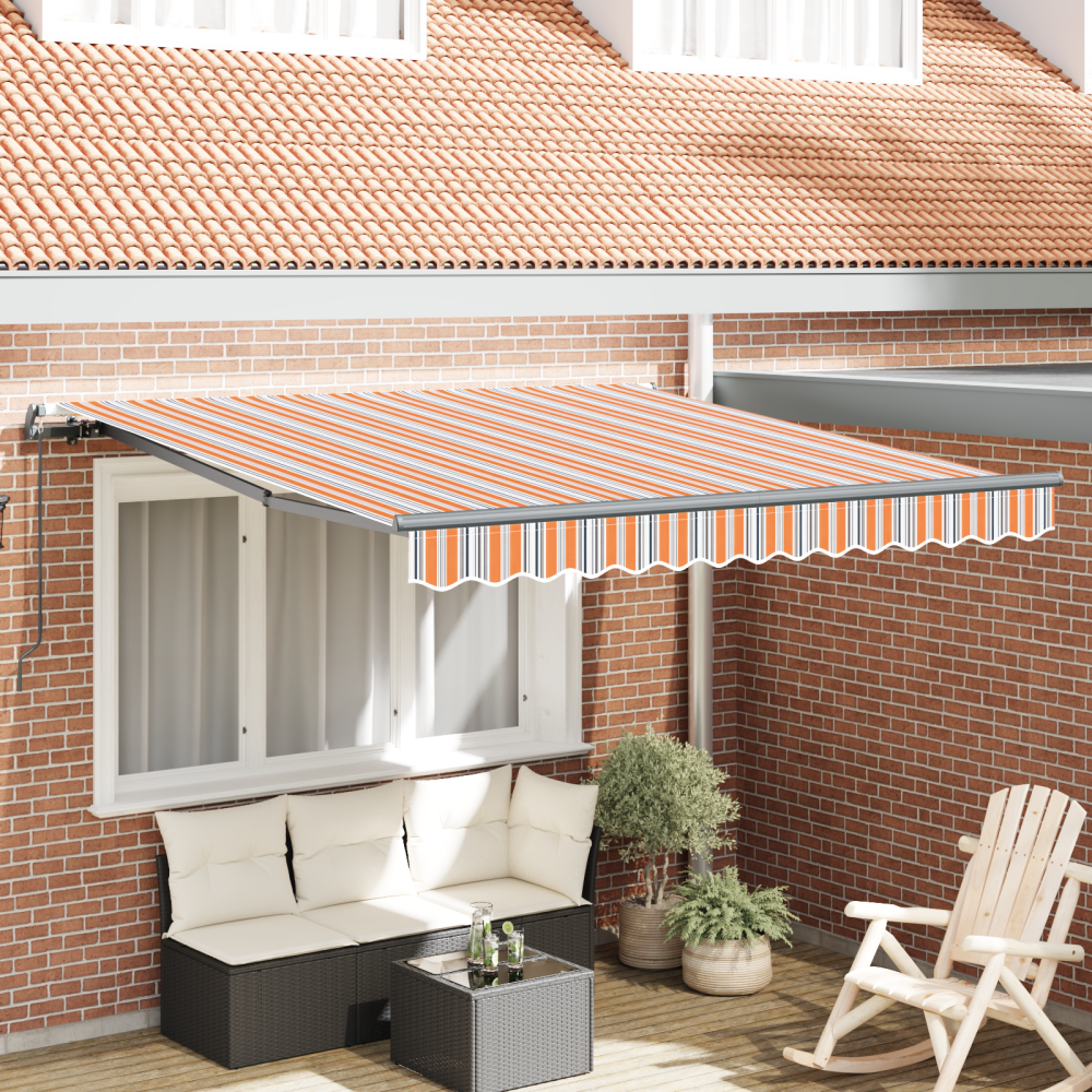 vidaXL Utfällbar markis Flerfärgsdesign 350 x 250 cm tyg