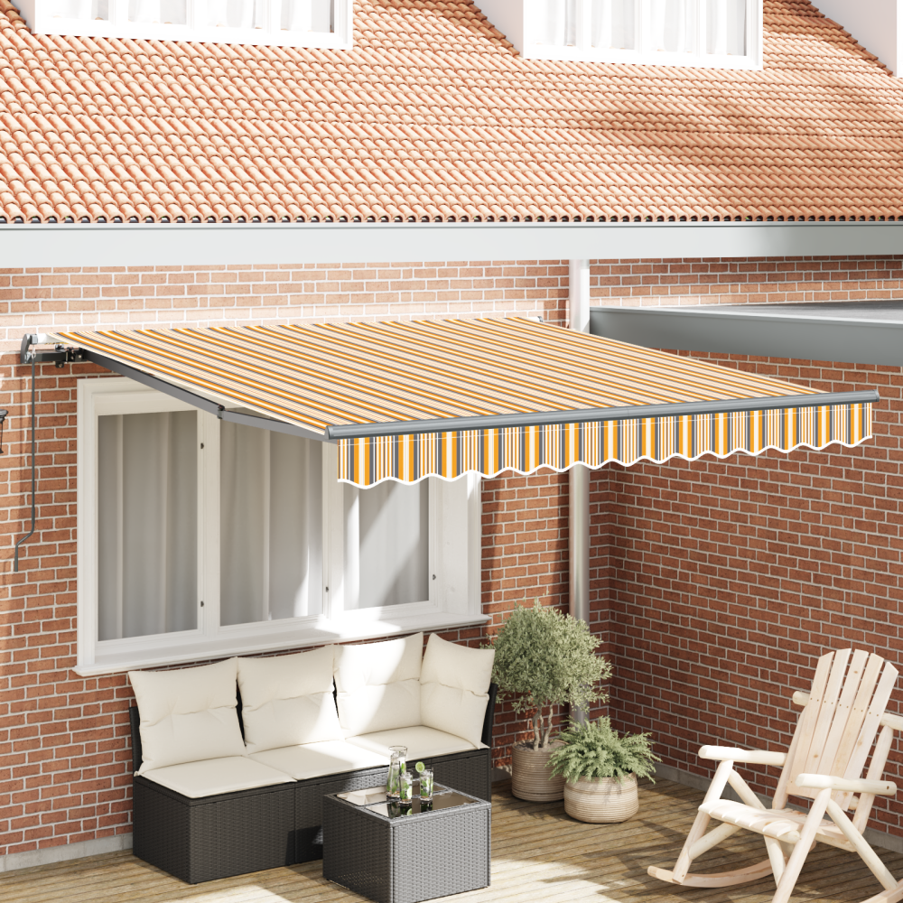 vidaXL Utfällbar markis Flerfärgsdesign 350 x 250 cm tyg