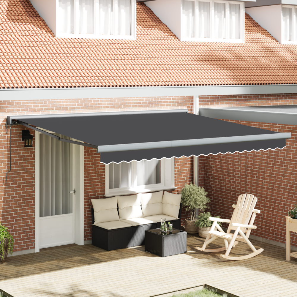 vidaXL Utfällbar markis Antracit 400 × 300 cm Tyg, Metall