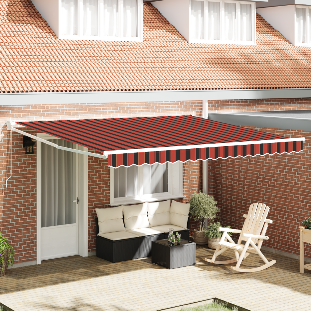 vidaXL Utfällbar markis orange och brun 400 × 300 cm Polyester