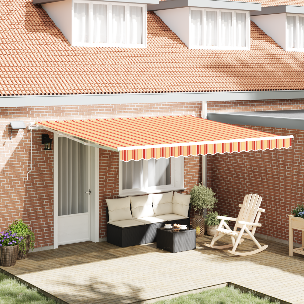 vidaXL Manuell Utdragbar Markis med LED Gul och Orange 400x300 cm