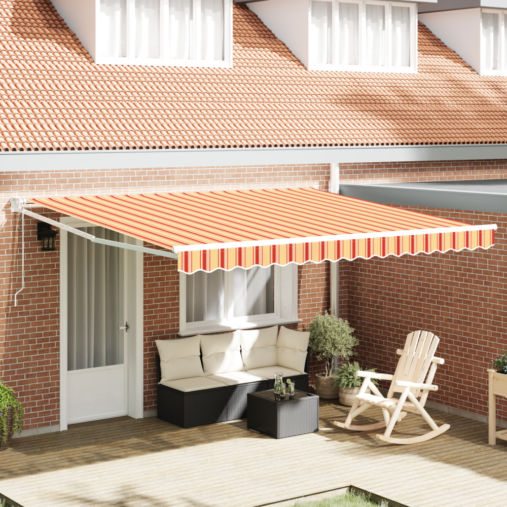 vidaXL Utfällbar markis gult och orange 400 × 300 cm Polyester