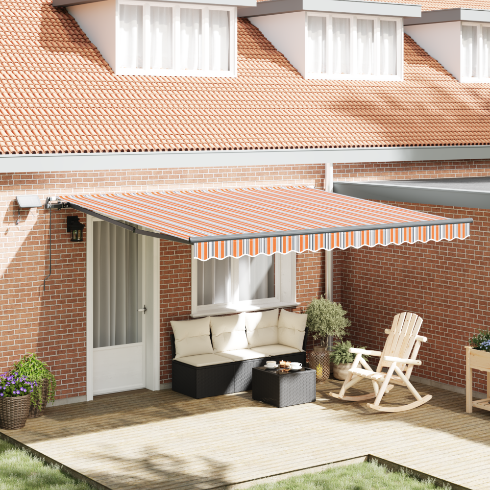 vidaXL Utfällbar markis Flerfärgsdesign 400 × 300 cm tyg
