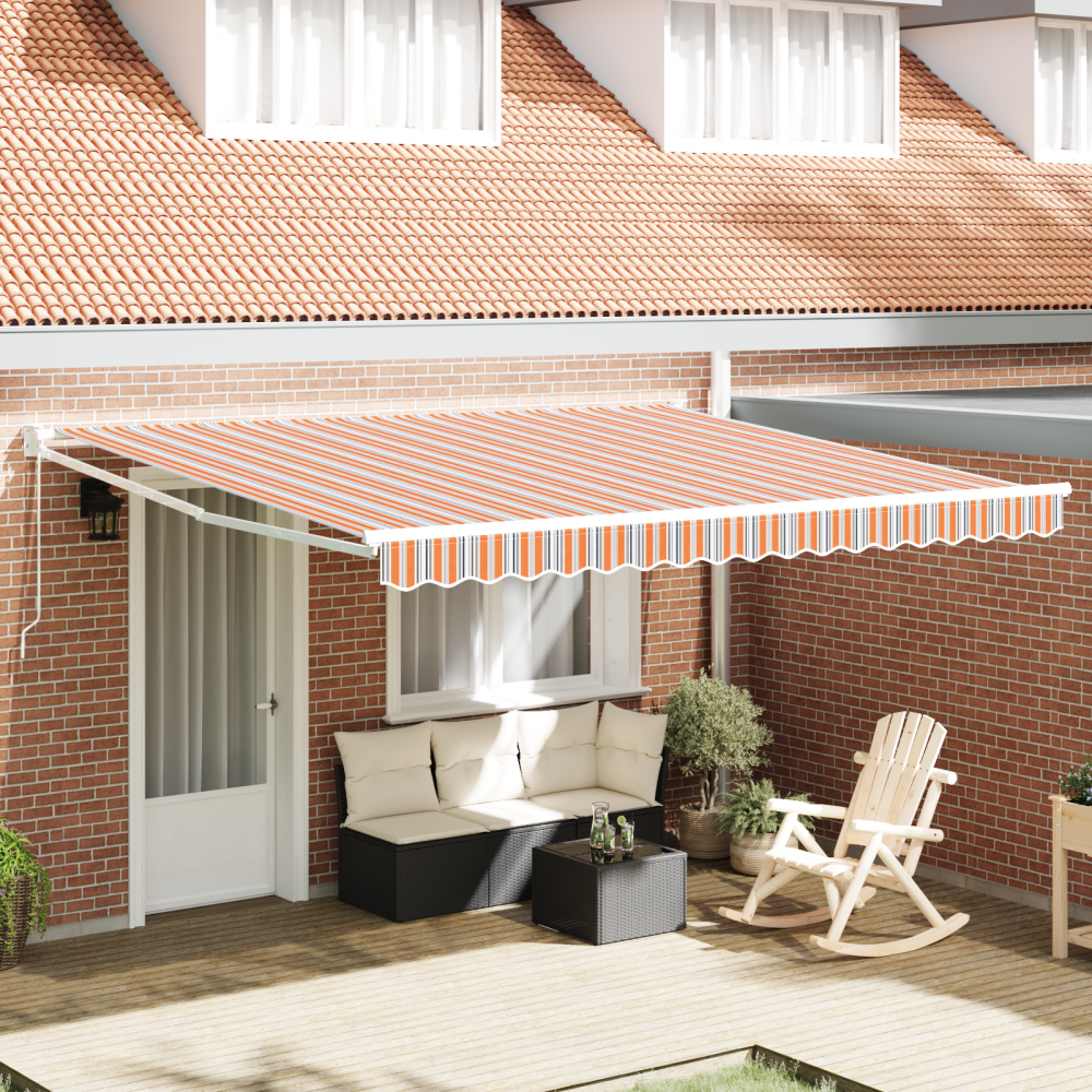 vidaXL Manual Retractable Awning Multifärgad Rand 400x300 cm