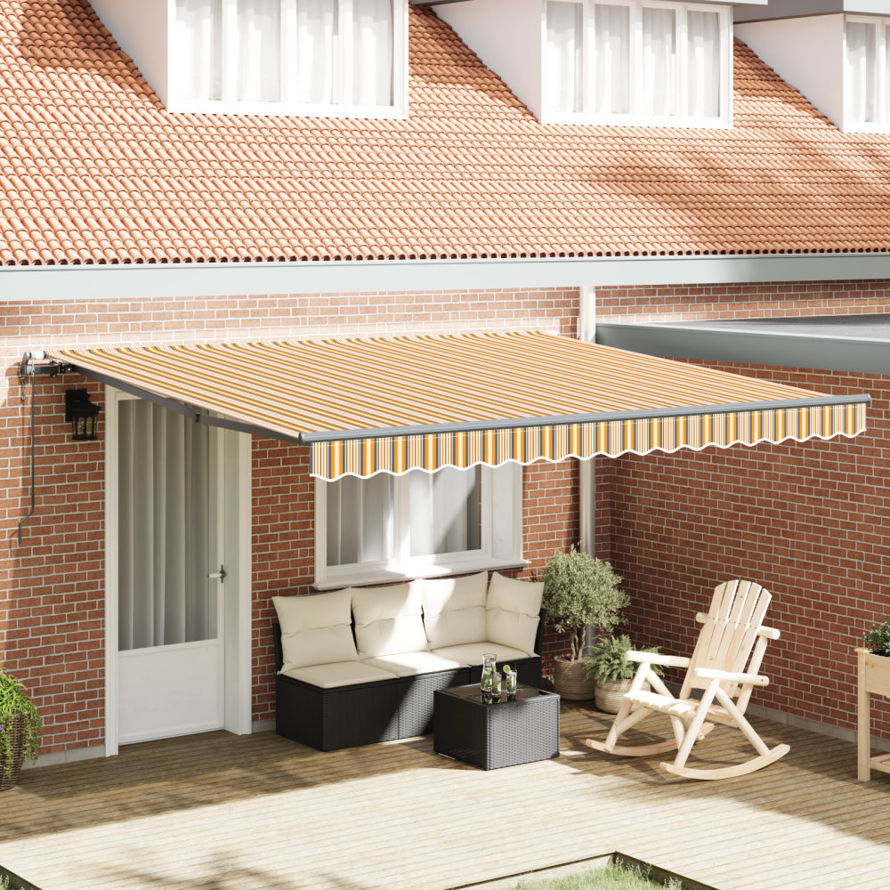vidaXL Utfällbar markis Flerfärgsdesign 400 × 350 cm tyg