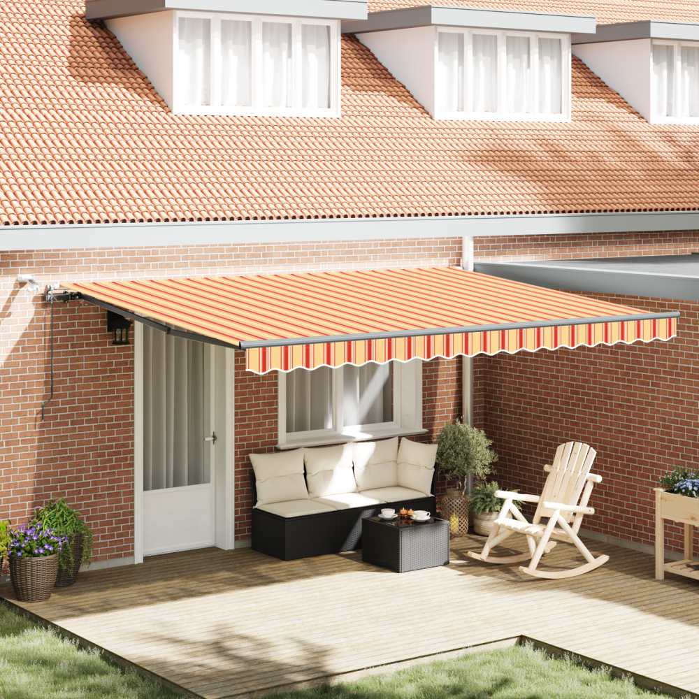 vidaXL Automatisk Utdragbar Markis med LED Gul och Orange 450x350 cm