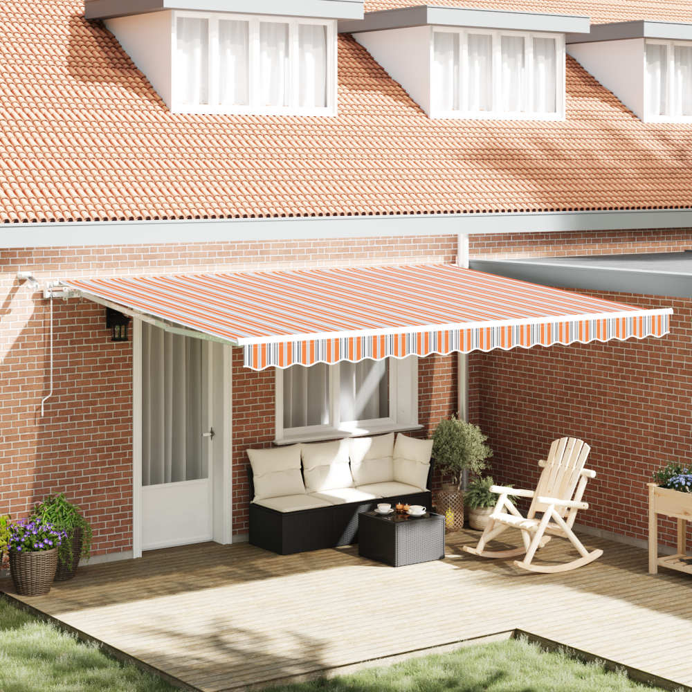 vidaXL Utfällbar markis Flerfärgsdesign 450 × 350 cm
