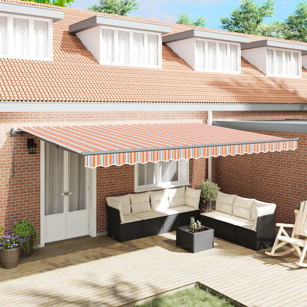 vidaXL Automatisk Hopfällbar Markis Multicolor Rand 500x300 cm