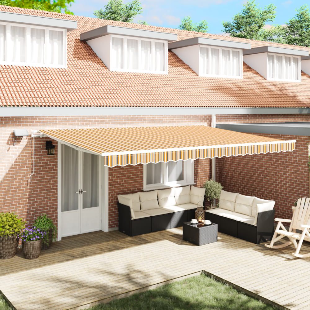 vidaXL Utfällbar markis med Manuell 500 × 300 cm Flerfärgsdesign