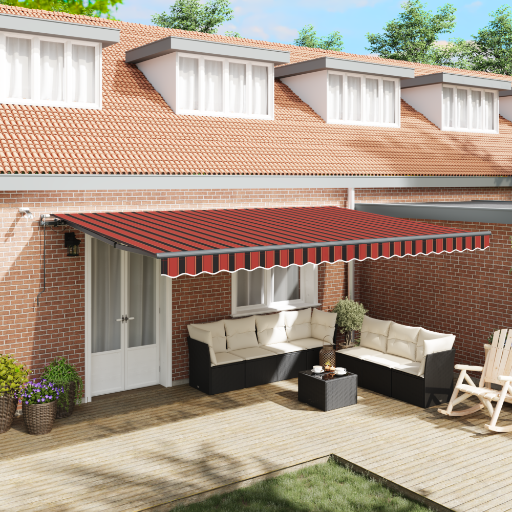 vidaXL Markis tyg med orange och brun 500 × 350 cm Polyester