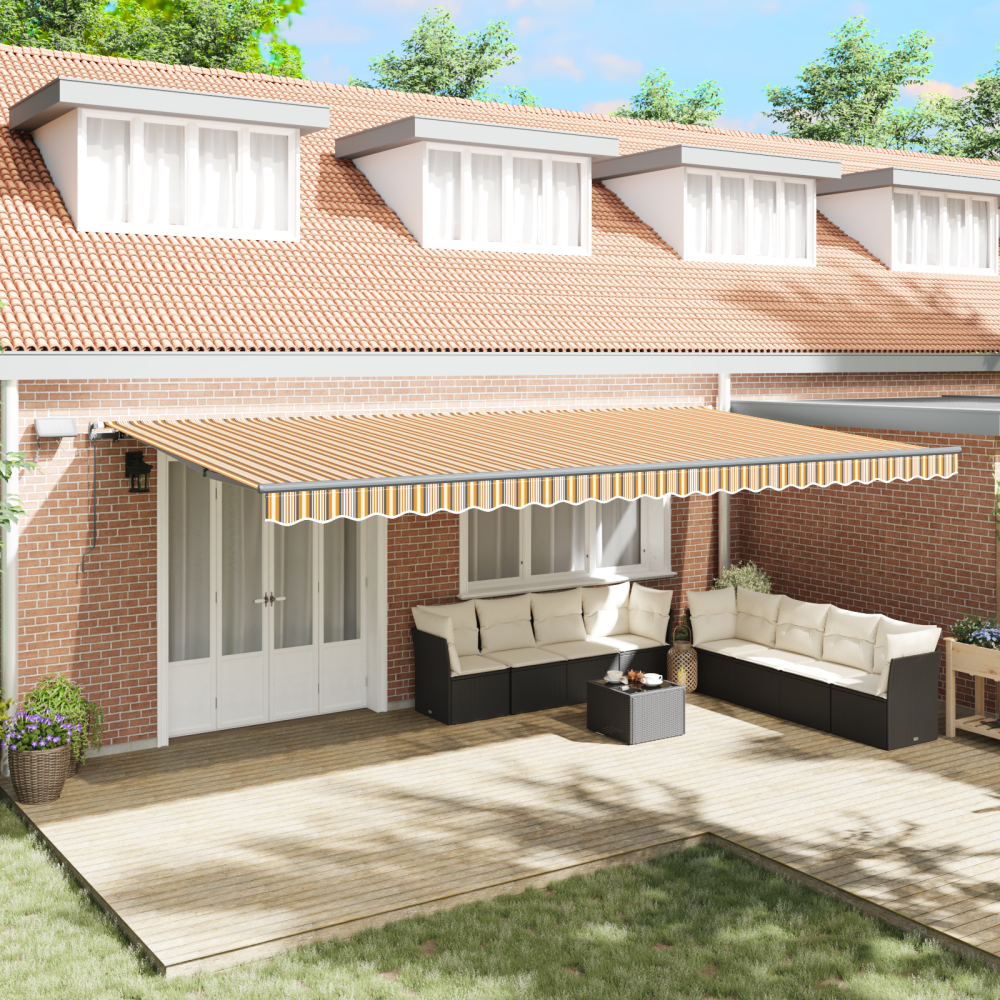 vidaXL Utfällbar markis Flerfärgsdesign 600 ×350 cm tyg