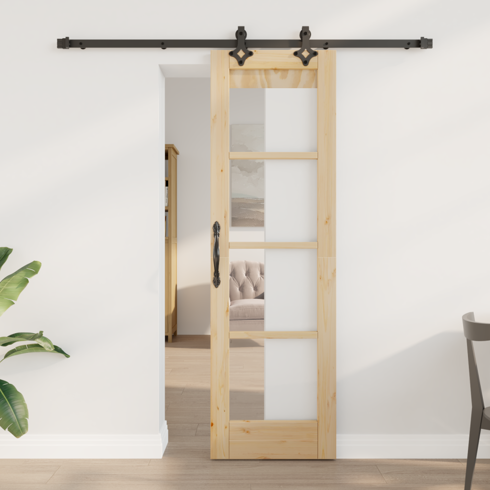 vidaXL Skjutdörr med Monteringsset "ORKDAL" Massivt Trä & Glas
