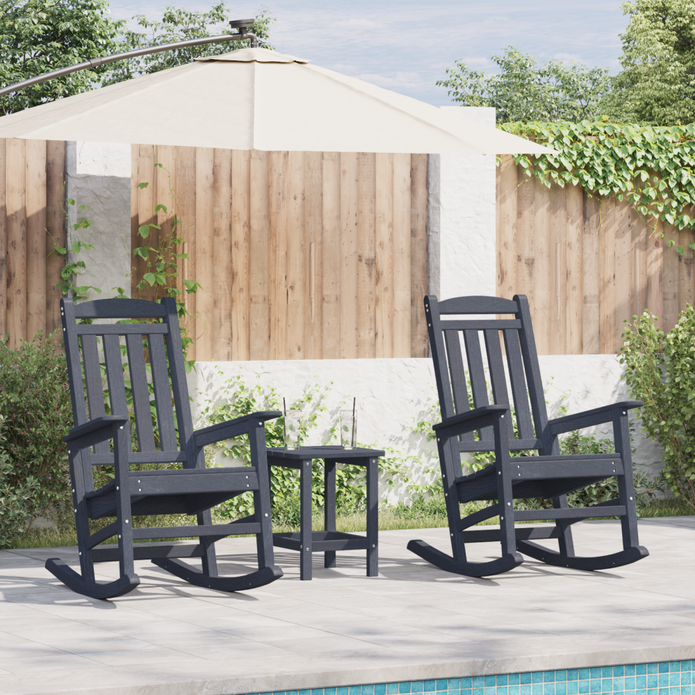 vidaXL Trädgårds Gungstolar 2 st Marinblå 70x92x107.5 cm HDPE