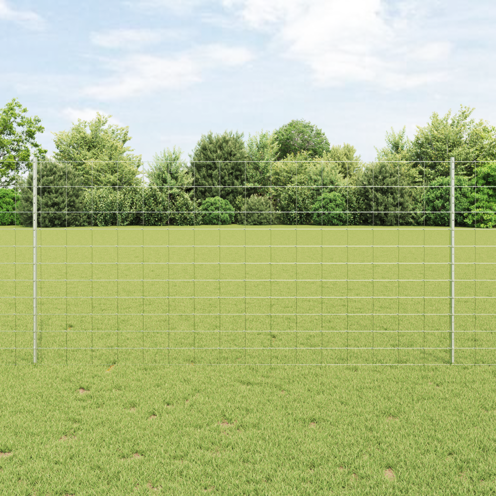 vidaXL Staket med stolpar Silver 1.2 x 50 m Stål