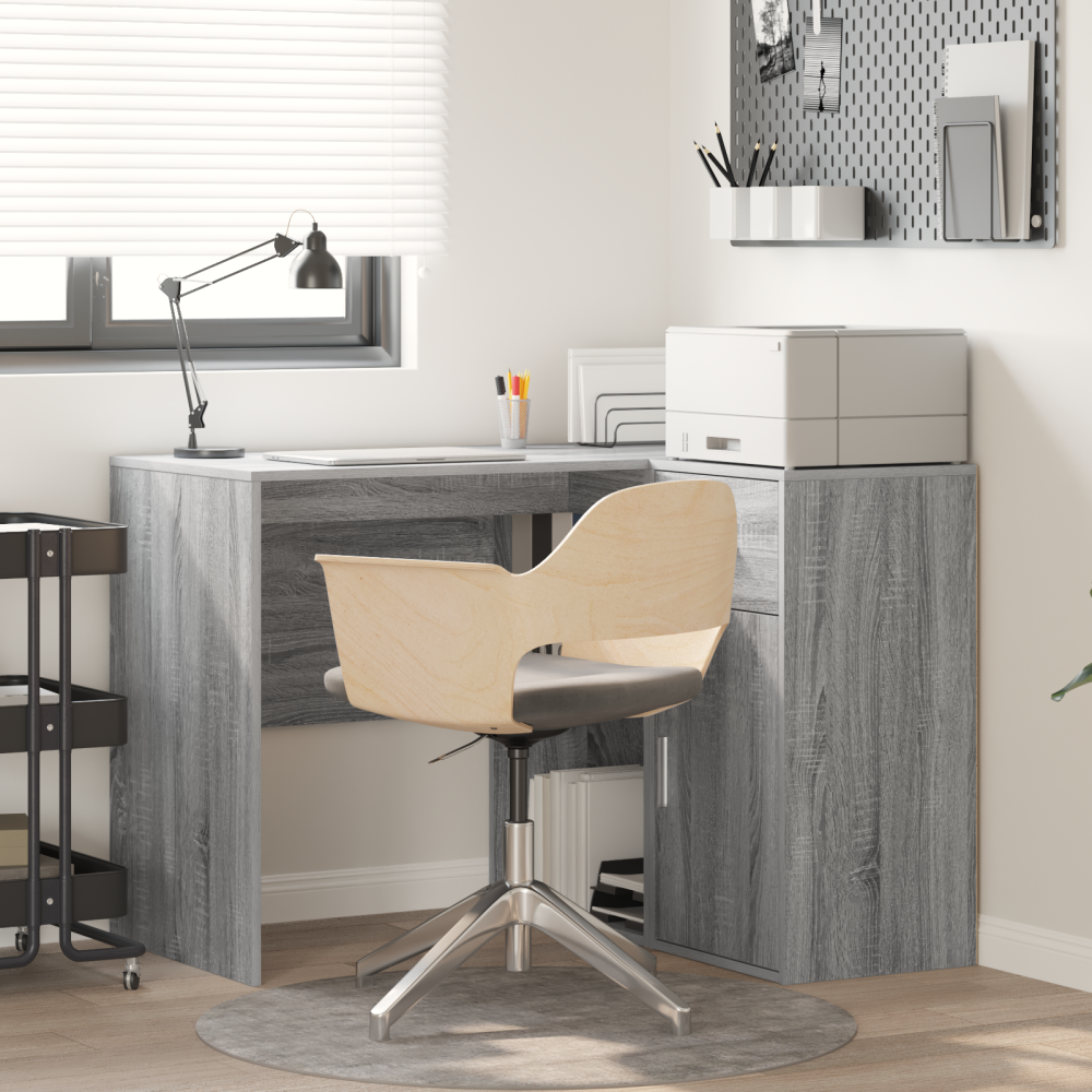 vidaXL Horn skrivbord Grå Sonoma 102x88x75 cm Konstruerat trä