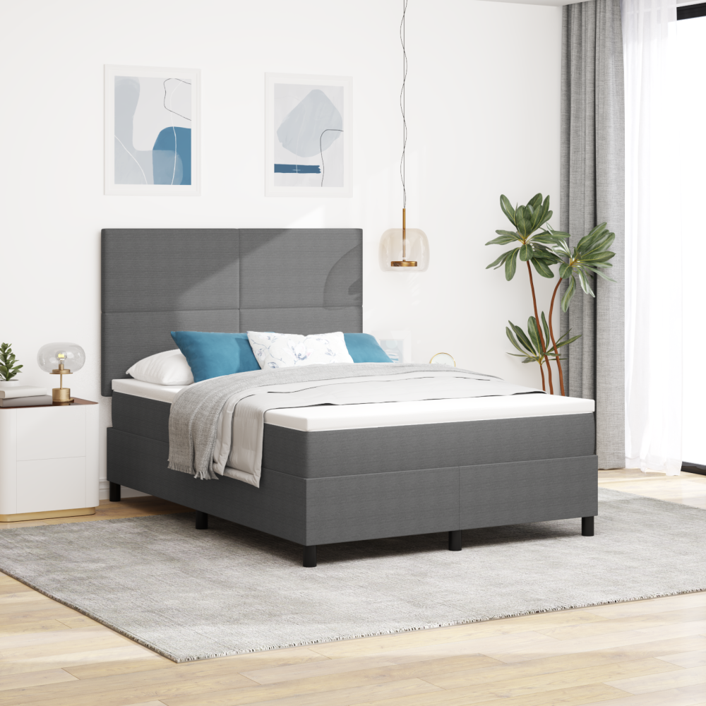 vidaXL LED Box Säng Ljusgrå och vit. 140 x 200 cm Kordread tyg