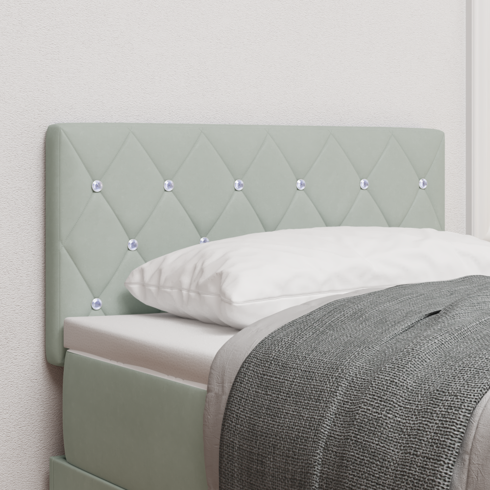 vidaXL LED Sänggavel Kristallknapp Vadderad Ljusgrå 80 cm Sammet