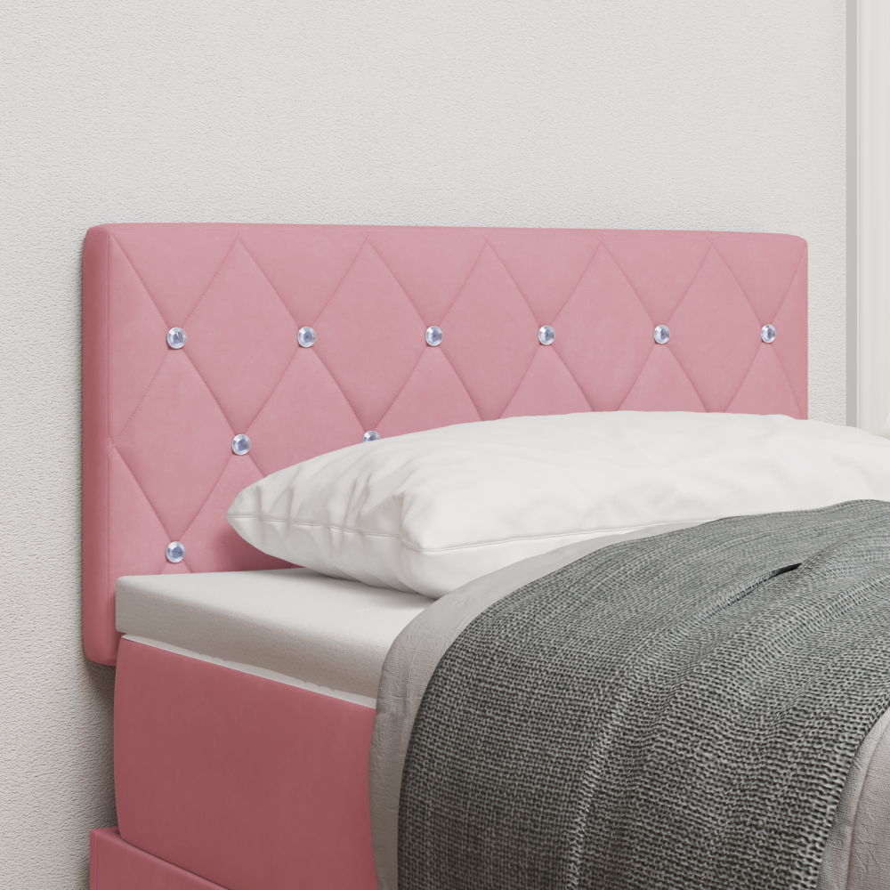vidaXL LED Sänggavel med LED -remsljus Argyle Rosa 80 cm Sammet