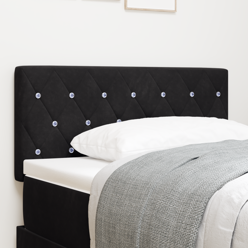 vidaXL LED Sänggavel med LED -remsljus Argyle Svart 90 cm Sammet