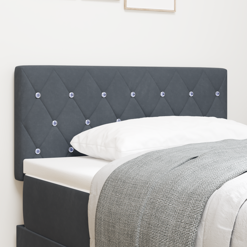 vidaXL LED Sänggavel med LED -remsljus Argyle Mörkgrå 100 cm Sammet