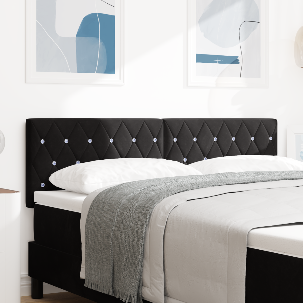 vidaXL LED Sänggavel med LED -remsljus Argyle Svart 80 cm Sammet