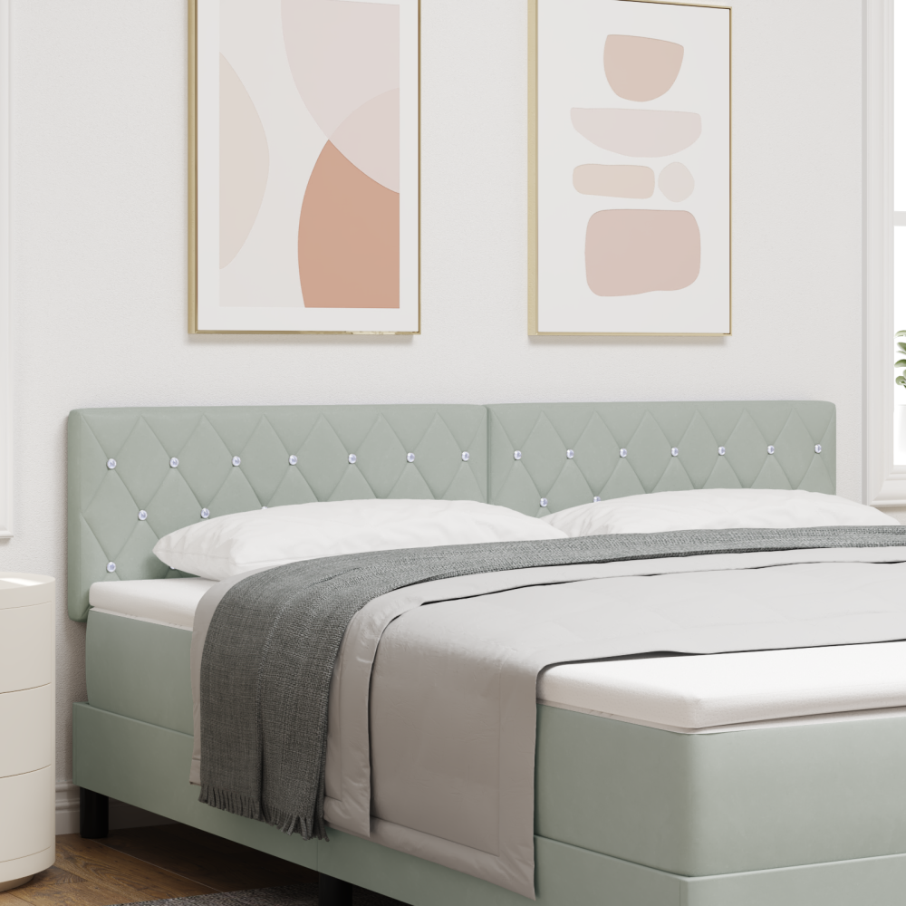 vidaXL LED Sänggavel med Kristallknappar Ljusgrå 90 cm Sammet