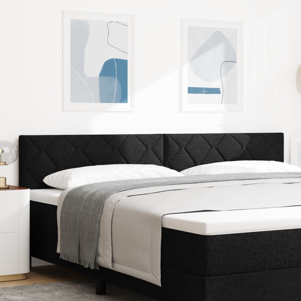 vidaXL LED Sänggavel Diamantblock Design Svart 200 cm Tyg
