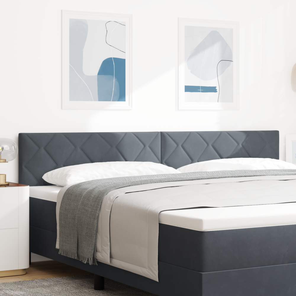 vidaXL LED-sänggavel diamantblockdesign mörkgrå 200 cm sammet