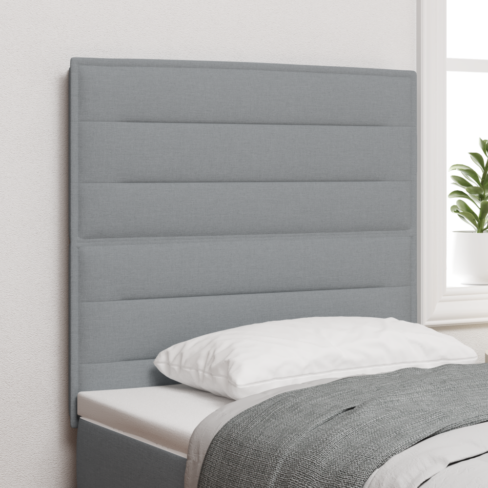 vidaXL LED Sänggavel Linjer Design Ljust Grå 100 cm Tyg